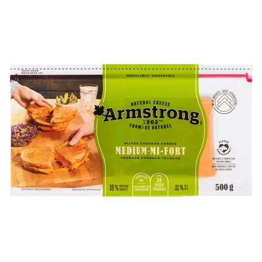 Sliced Cheese Medium Cheddar 24 Slices 500 g