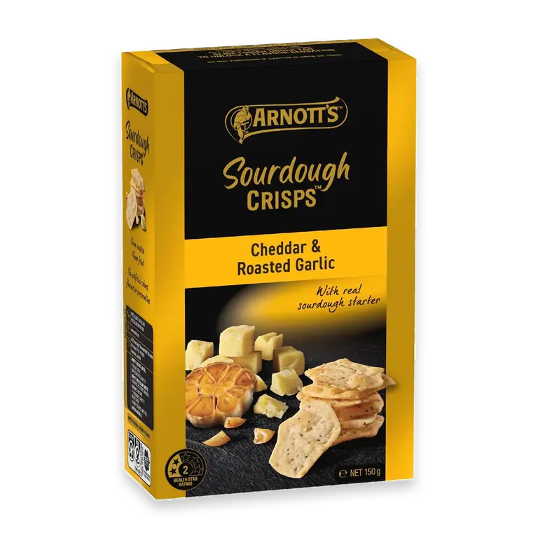 Sourdough Crisps Cheddar & Roast Garlic Crackers