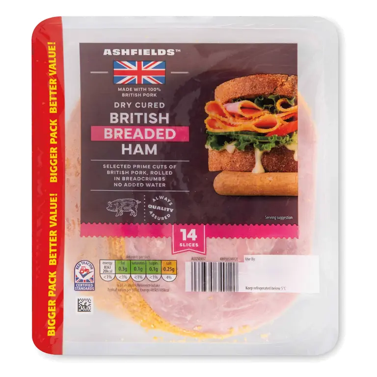British Dry Cured Breaded Ham 14 Slices