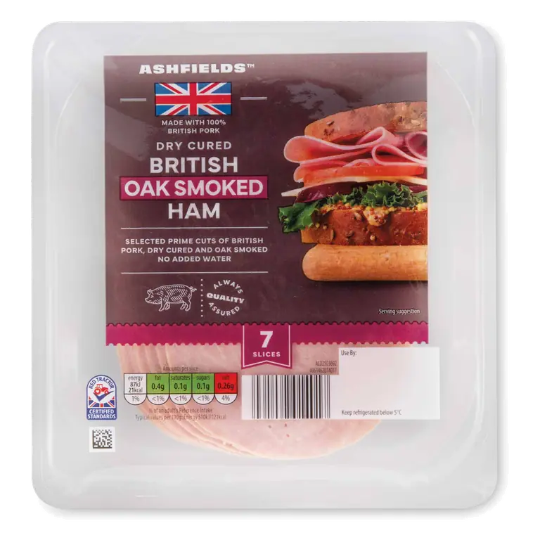 British Dry Cured Oak Smoked Ham 7 Slices