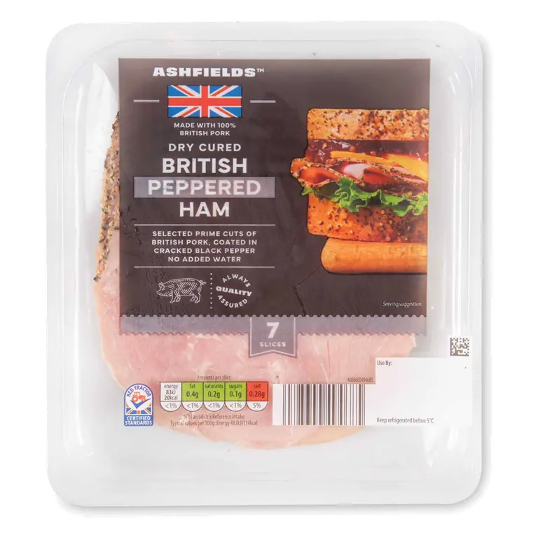 British Dry Cured Peppered Ham 7 Slices