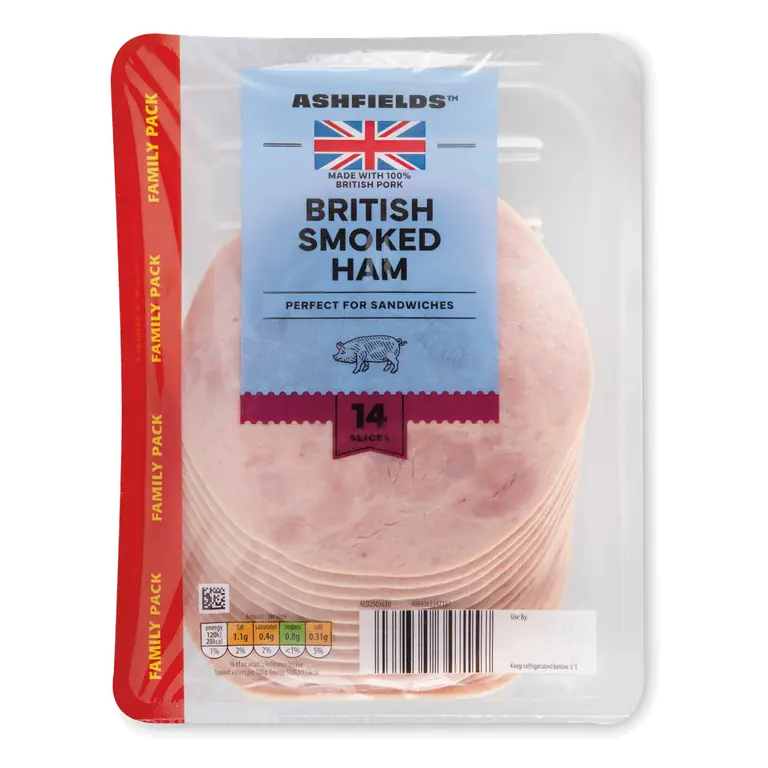 British Pork Smoked Ham Family Pack 14 Slices