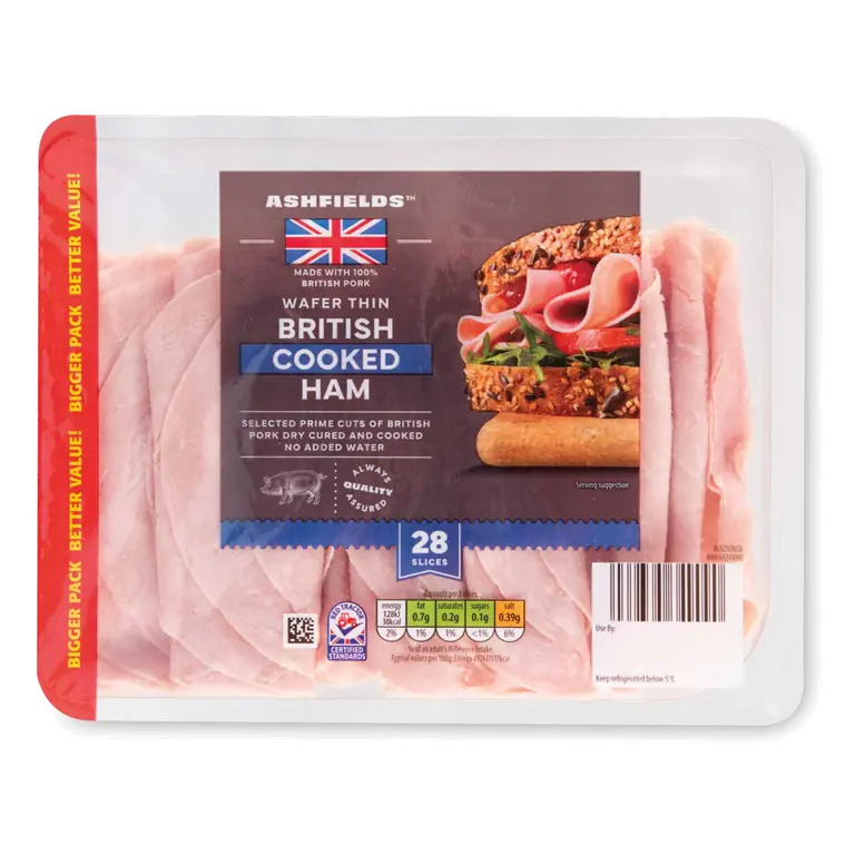 British Wafer Thin Cooked Ham Family Pack 28 Slices