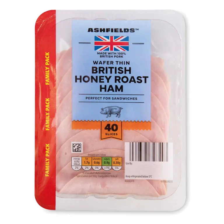 British Wafer Thin Honey Roast Ham Family Pack 40 Slices
