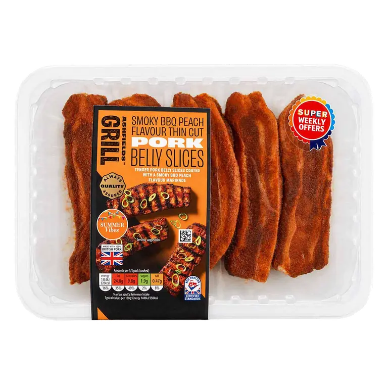 Peach BBQ Flavoured Thin Cut Pork Belly