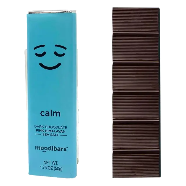 Astor Calm Moodibar, Dark Chocolate Pink Himalayan Sea Salt Bar 1.5 oz Bar