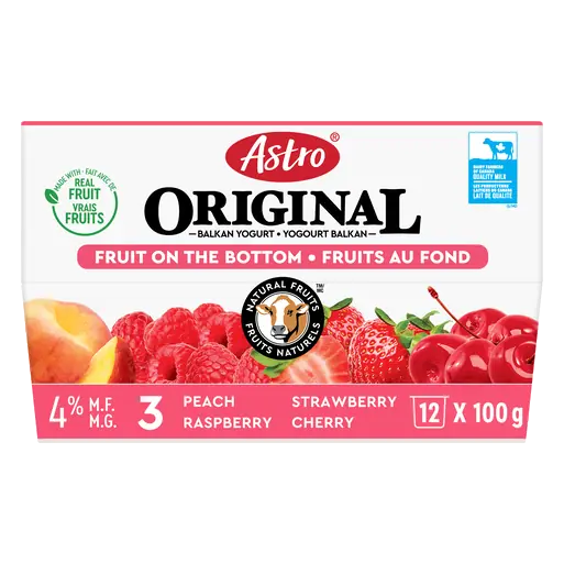 Original 4% Yogurt Fruit On The Bottom Multipack 12 x 100 g