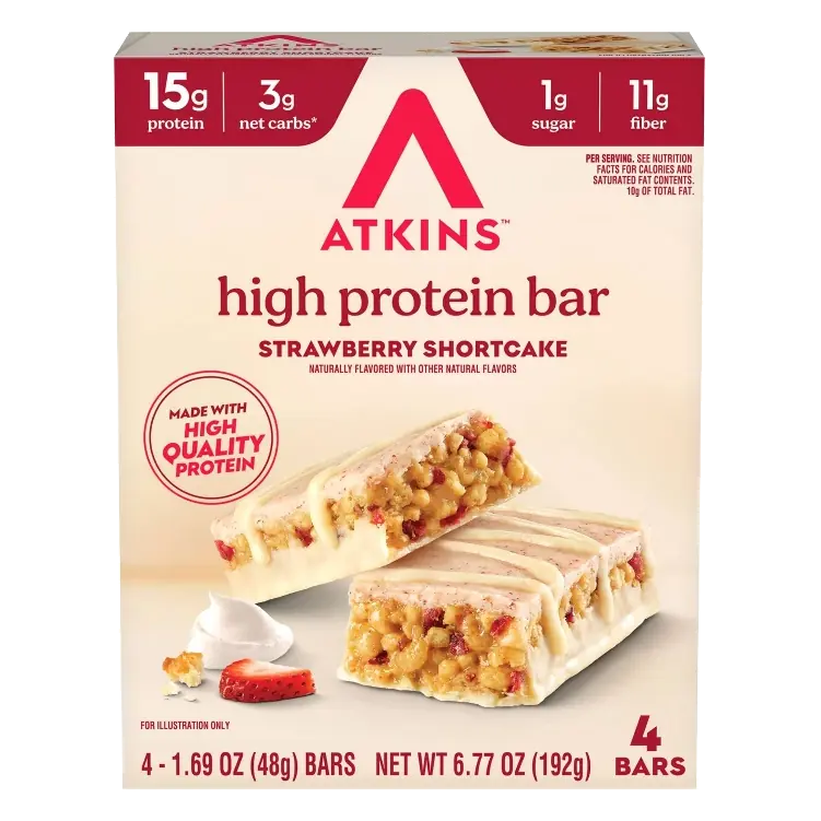 Atkins High Protein Strawberry Shortcake Soy Protein Bars - 15g Protein - 6.77oz/4pk