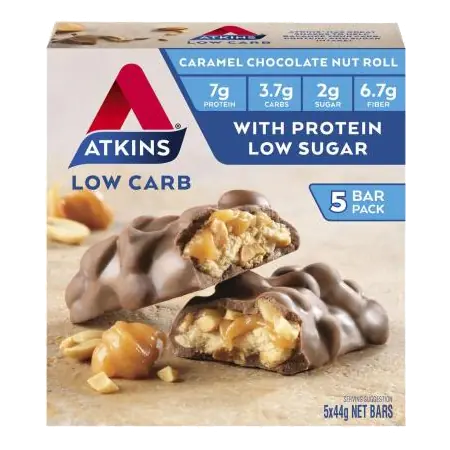 Low Carb Caramel Chocolate Nut Roll Bars 5 Pack