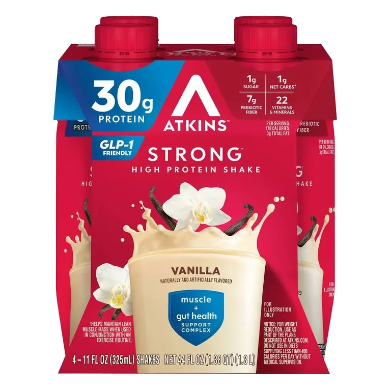 Atkins Strong 30g High Protein Shake - Vanilla - 44 fl oz/4pk