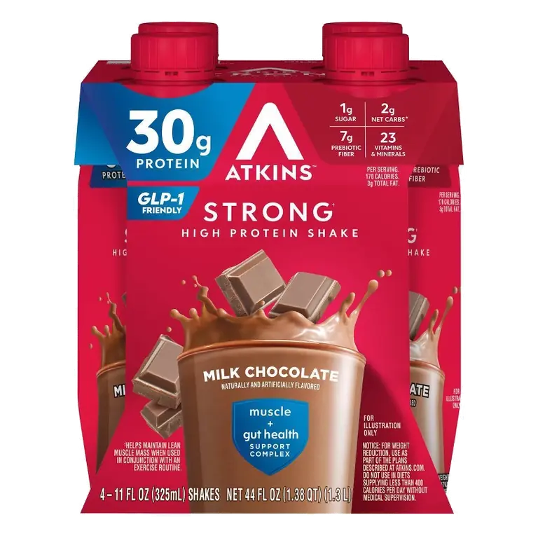 Atkins Strong 30g High Protein Shake - Milk Chocolate - 44 fl oz/4pk