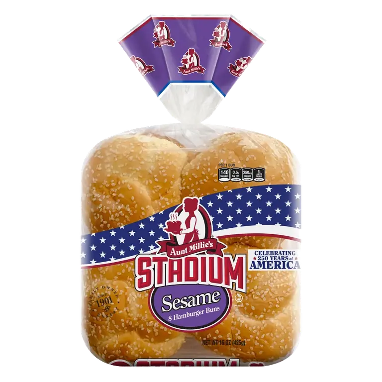 Aunt Millie's Stadium Sesame Seed Hamburger Buns, 15oz/8ct: No High Fructose Corn Syrup