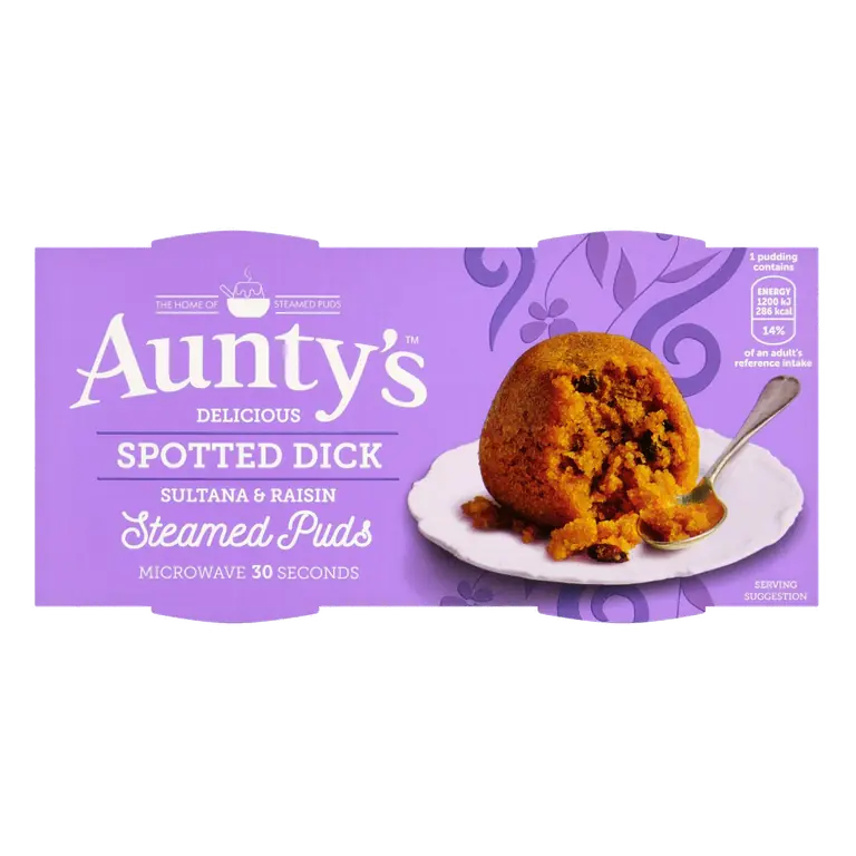 Delicious Spotted Dick Sultana & Raisin Steamed Puddings 2x95g
