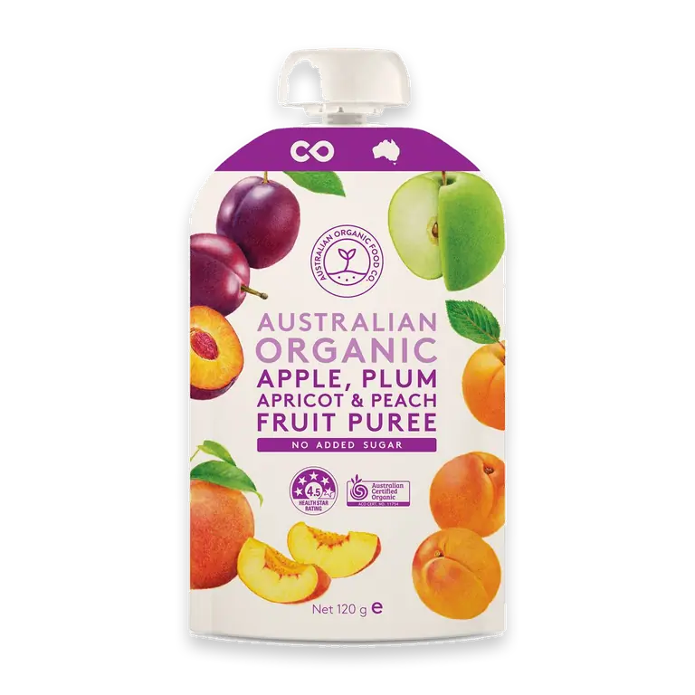 Apple Plum Apricot & Peach Fruit Puree Pouch