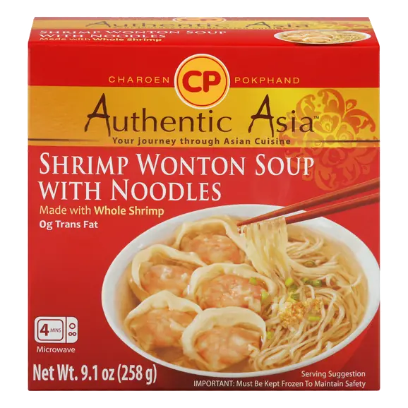 Authentic Asia Shrimp Wonton Soup with Noodles