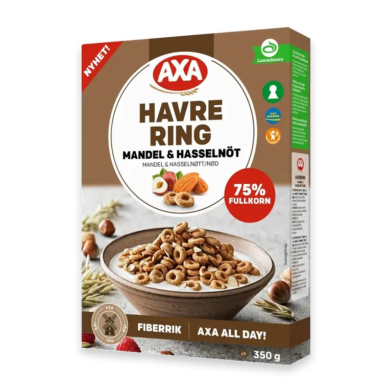 Havrering Mandel & Hasselnöt 350g