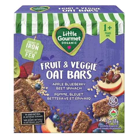 Little Gourmet Organic Fruit & Veggie Oat Bars Apple Blueberry Spinach 90 g