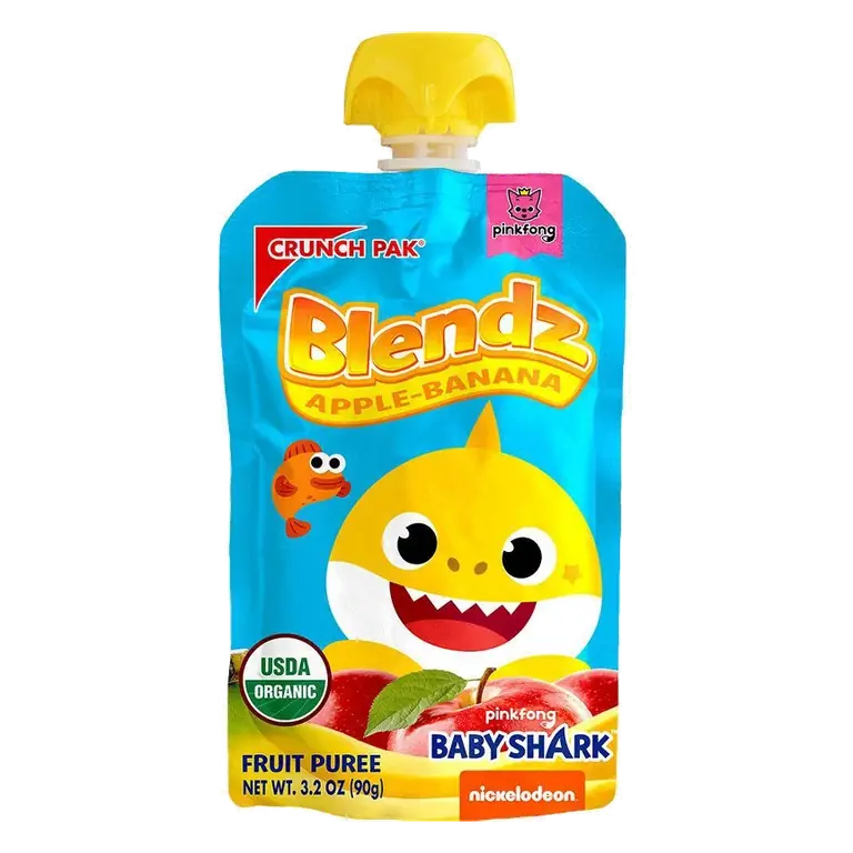 Crunch Pak Blendz Baby Shark Apple Banana Pouch, 3.2oz: Organic, No Added Sugar