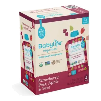 Babylife Organics Strawberry Pear Apple and Beet Baby Food Pouch, 14oz/4pk
