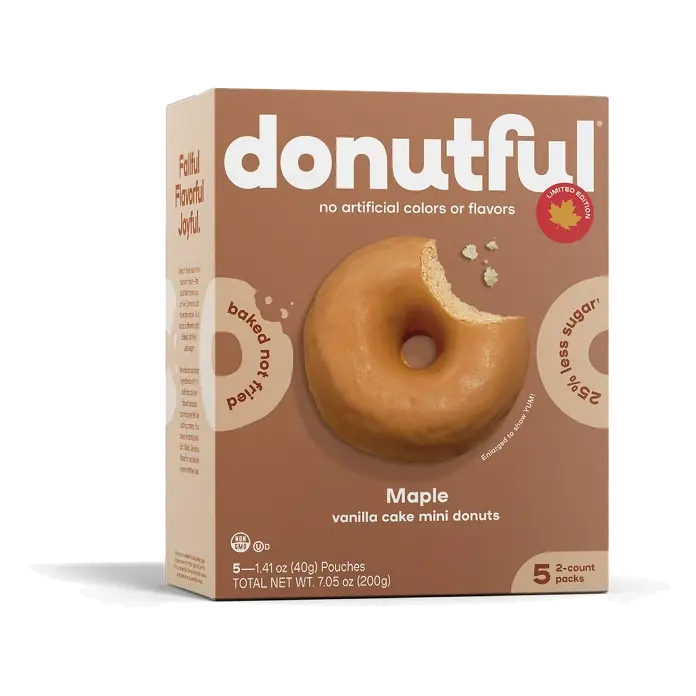 Bakeful Donutful Maple Dipped Mini Donuts, 7.05oz