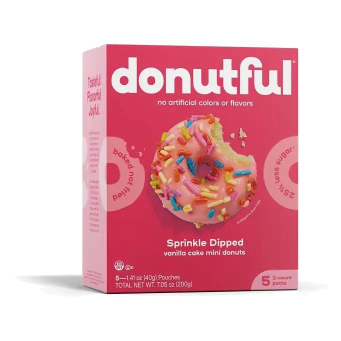 Donutful Pink Dipped Sprinkle Mini Donuts, 7.05oz/10ct
