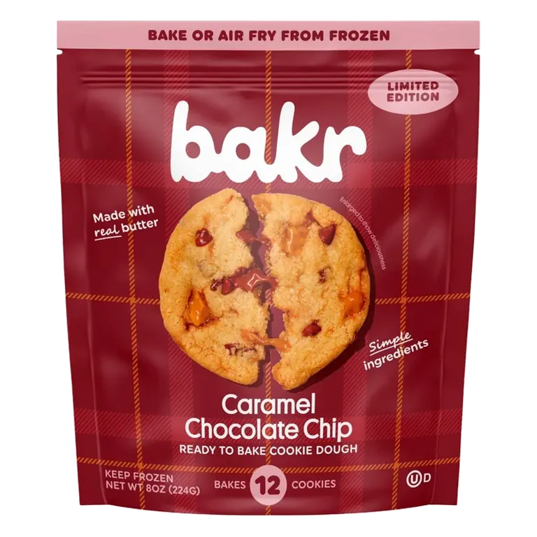 BAKR Caramel Chocolate Chip Frozen Cookie Dough, 8oz