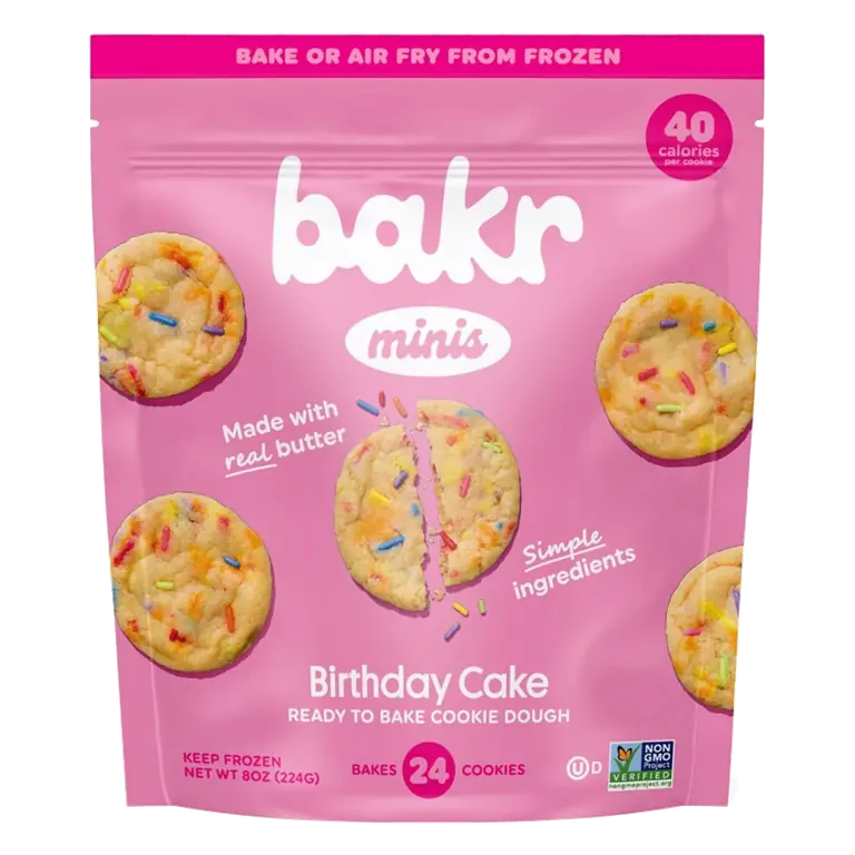 BAKR Mini Birthday Cake Frozen Cookie Dough, 8oz