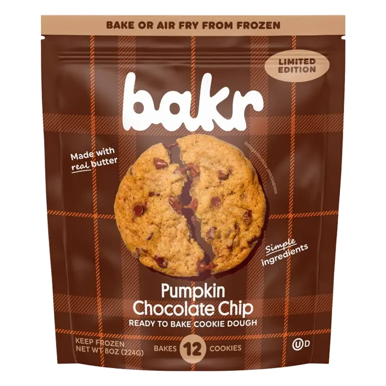 BAKR Pumpkin Chocolate Chip Frozen Cookie Dough, 8oz