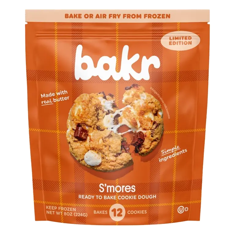 BAKR S'mores Chocolate Chip Frozen Cookie Dough, 8oz