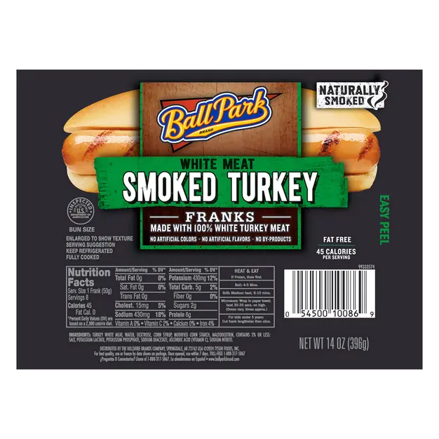 Bun Size White Meat Smoked Turkey Franks - 8 ct