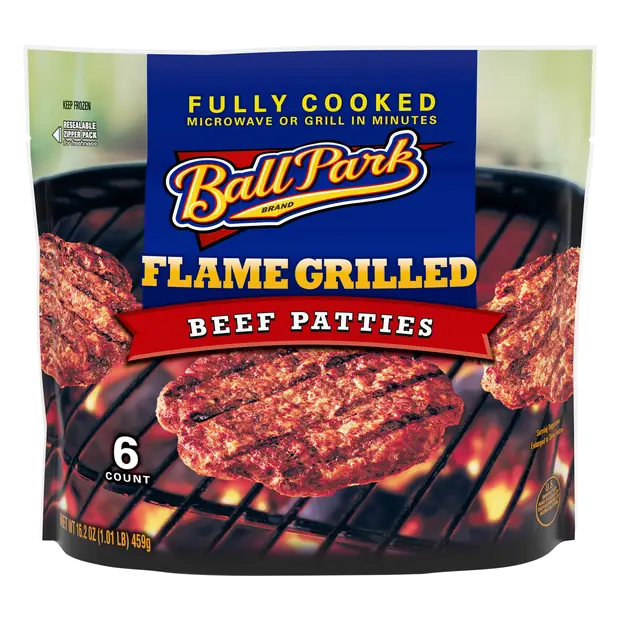 Fully Cooked Flame Grilled Beef Patties - 6 ct Frozen