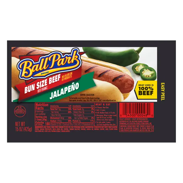 Jalapeo Bun Size 100% Beef Franks - 8 ct
