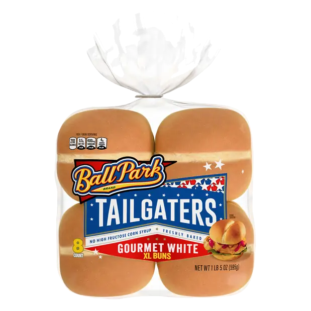 Tailgaters Gourmet White XL Hamburger Buns - 8 ct