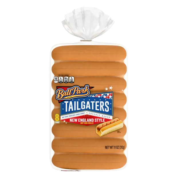 Tailgaters New England Style Split Top Hot Dog Rolls - 8 ct
