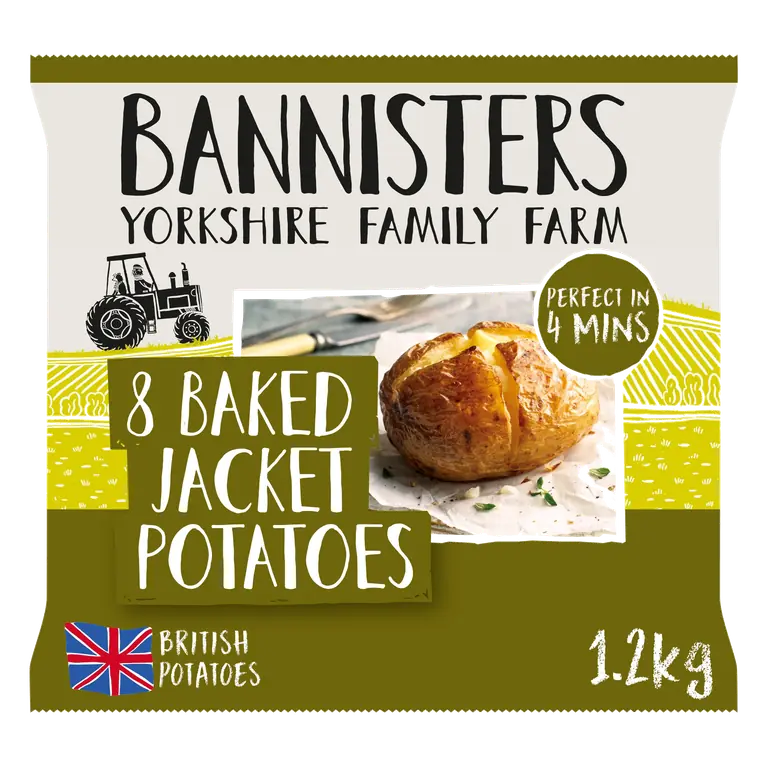 Bannisters Yorkshire Family Farm 8 Baked Jacket Potatoes 1.2kg