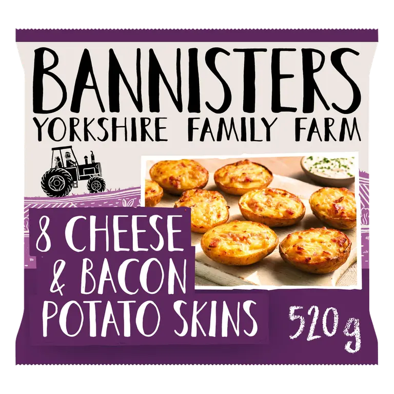 Bannisters Yorkshire Family Farm 8 Cheese & Bacon Potato Skins 520g