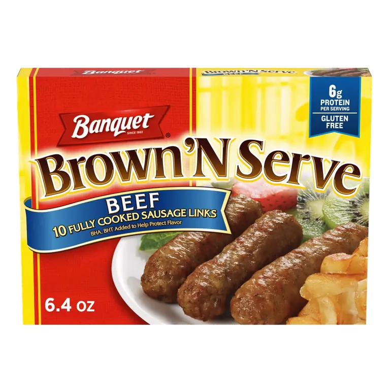 Brown 'N Serve Beef Sausage Links, Frozen Meat for Breakfast