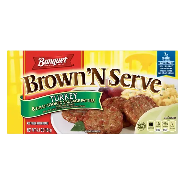 Brown 'N Serve Sausage Patties, Fully Cooked, Turkey