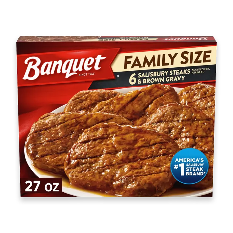 Family Size Salisbury Steaks and Brown Gravy, Frozen Meal