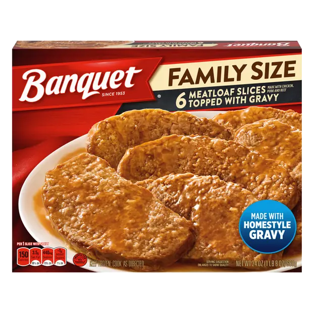 Meatloaf Slices with Gravy Family Size - 6 ct Frozen Meal