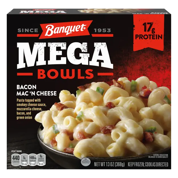 MEGA Bowls Bacon Mac 'N Cheese 17g Protein Frozen Meal