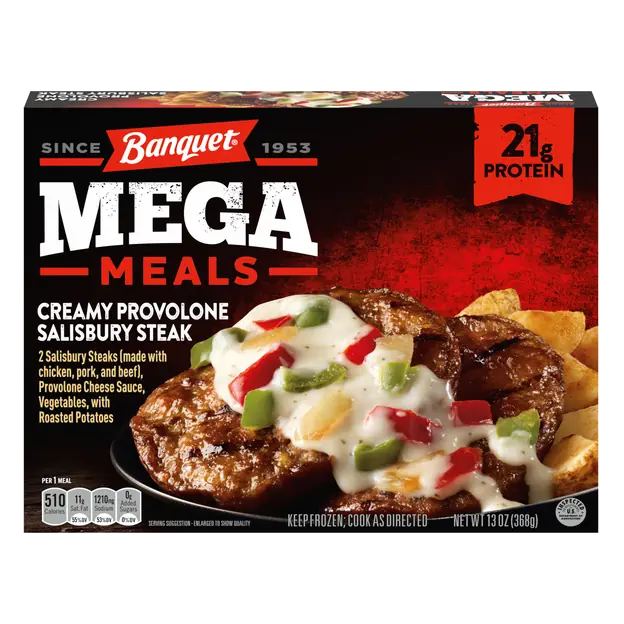 MEGA Creamy Provolone Salisbury Steak Protein Frozen Meal