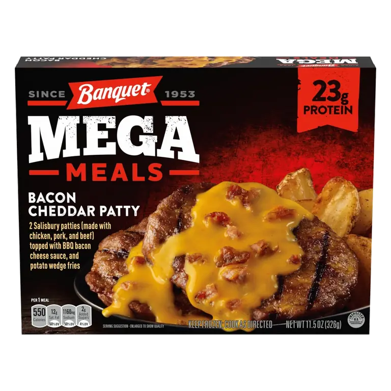 Mega Meals Bacon Cheddar Patty, Frozen Meal
