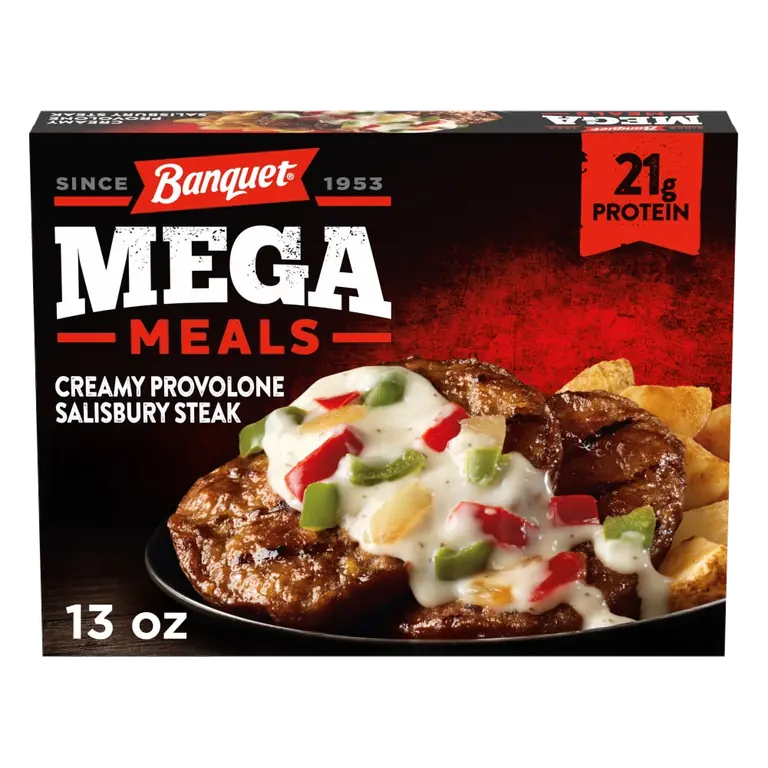 Mega Meals Creamy Provolone Salisbury Steak, Frozen Meal