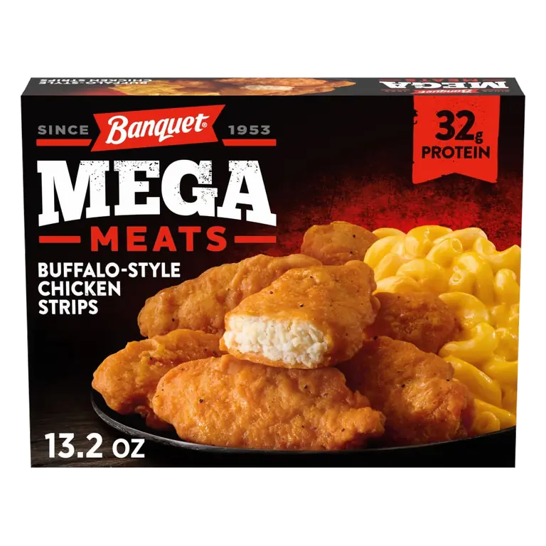 Mega Meats Boneless Buffalo Style Chicken Strips with Mac and Cheese, Frozen Meal