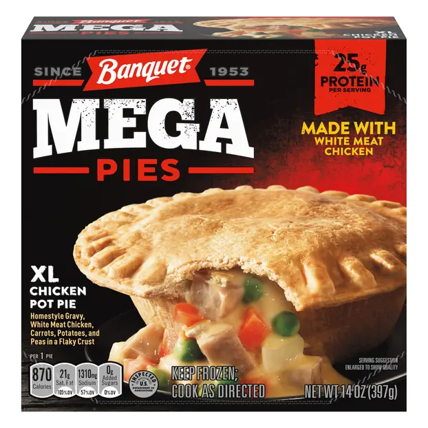MEGA Pies XL Chicken Pot Pie 25g Protein Frozen Meal