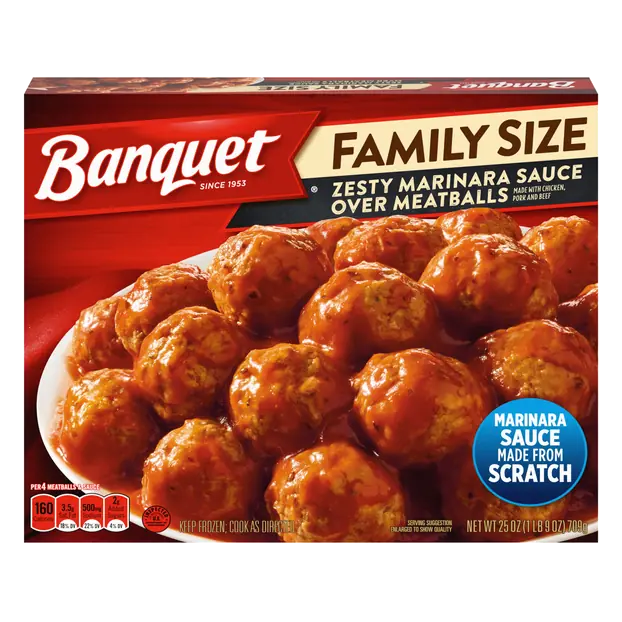 Zesty Marinara Sauce Over Meatballs Family Size Frozen Meal