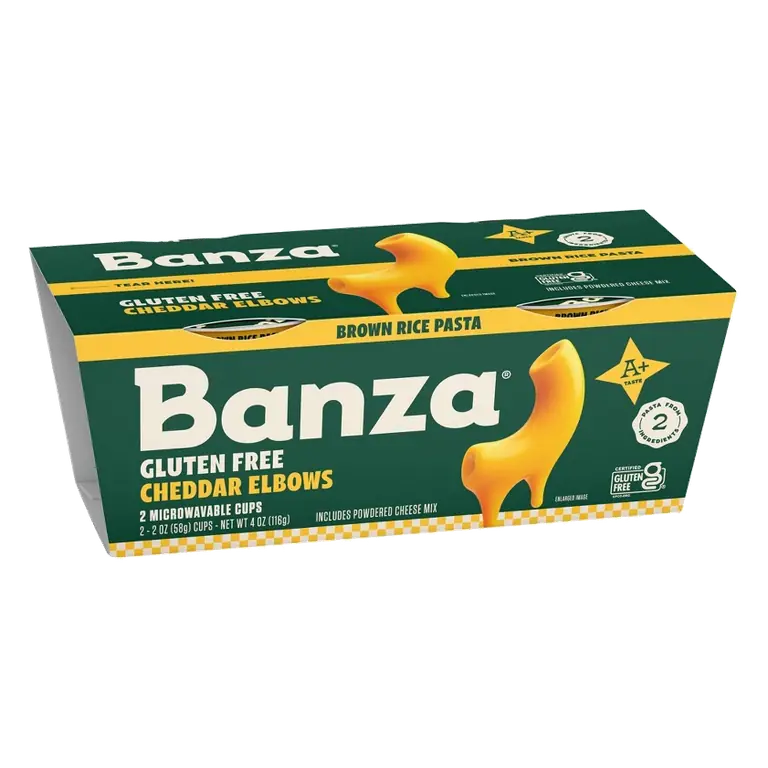 Banza Gluten Free Brown Rice Microwaveable Mac and Cheddar, 4oz/2ct