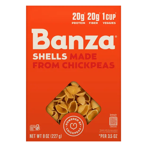 Gluten Free 20g Protein Fiber Shells Chickpea Pasta