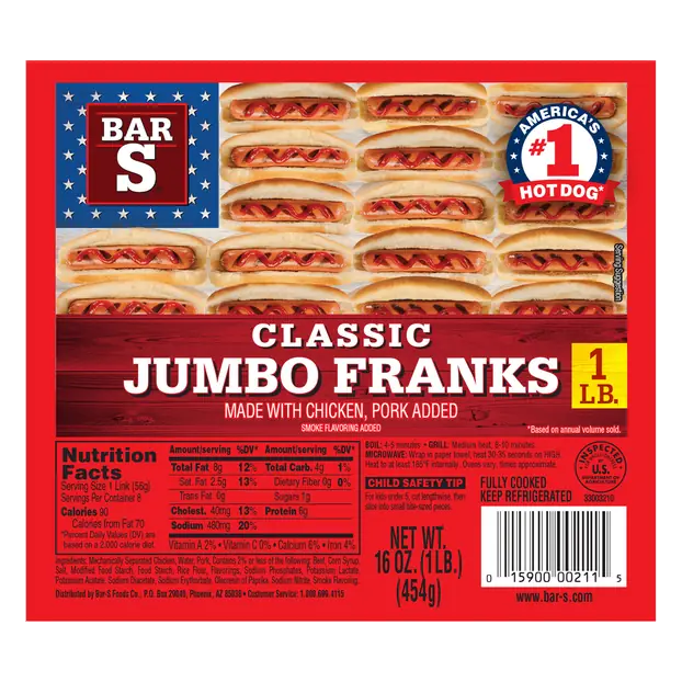 Classic Jumbo Chicken & Pork Franks - 8 ct